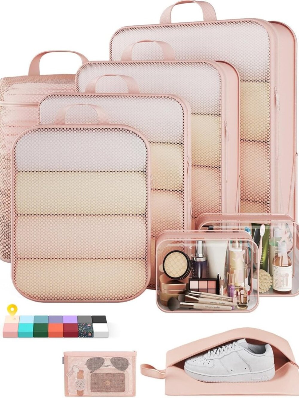 Compression Packing Cubes Set for Travel, Expandable Luggage Organizers